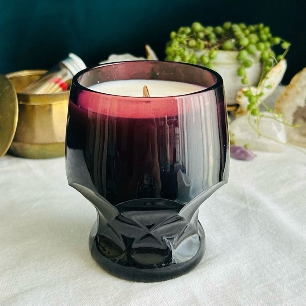 Midnight Woods Soy Candle Vintage Viking Georgian Amethyst Honeycomb Glass